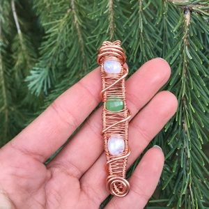 Moonstone Chalcedony Copper Crystal Necklace
